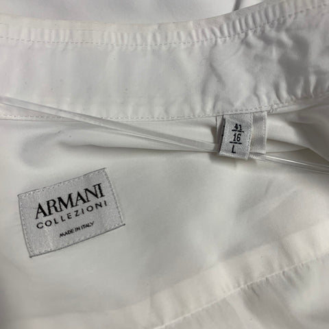 ARMANI COLLEZIONI Size L White Cotton French Cuff Long Sleeve Shirt