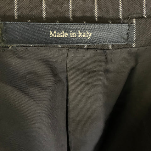 GUCCI Chest Size 42 Black Light Grey Pinstripe Wool Notch Lapel 36 28 Suit