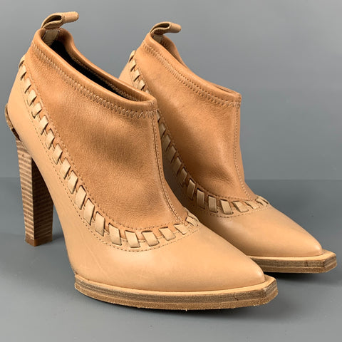 ALEXANDER WANG Size 8 Tan Leather Two Tone Pointed Toe Auguste Boots