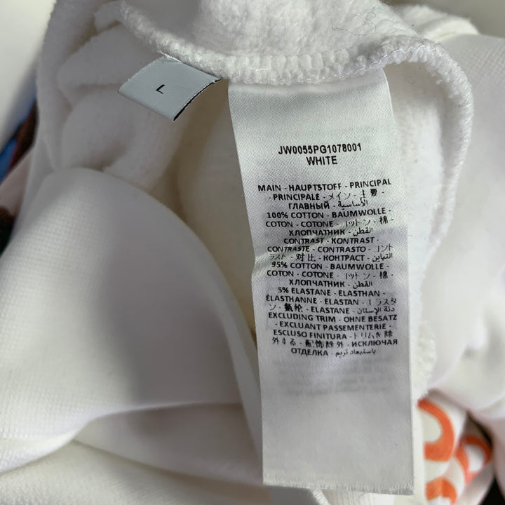 JW ANDERSON Size L White Multi Color Carrie Print Cotton Hooded Sweatshirt