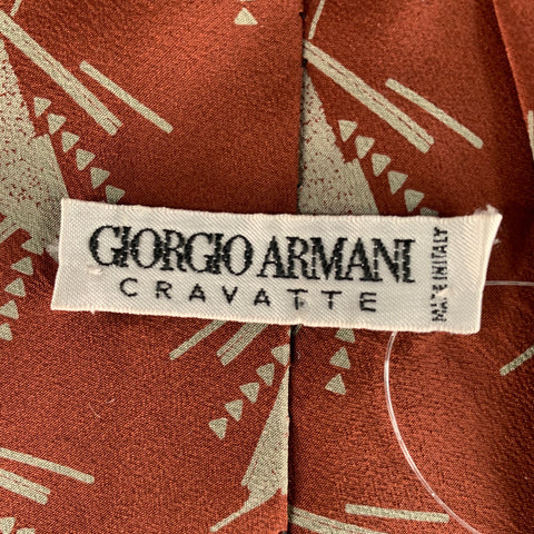 GIORGIO ARMANI Orange Silver Geometric Silk Tie