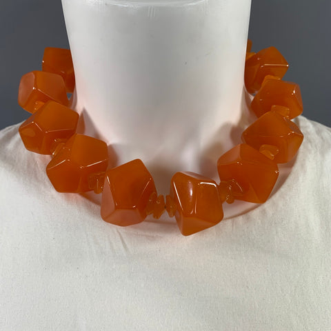 NO BRAND Orange Black Plastic Necklace