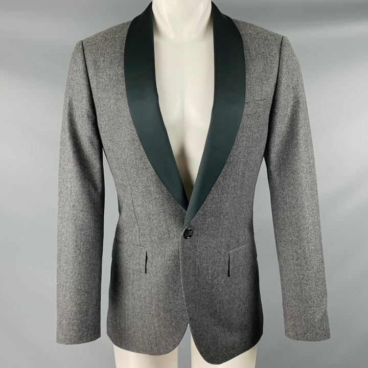 J CREW Size 39 Regular Grey Black Wool Shawl Collar Sport Coat