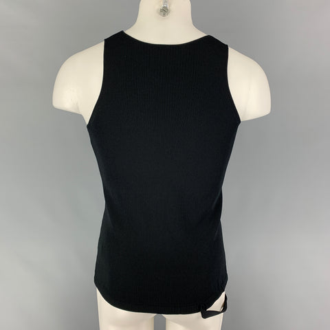 HELMUT LANG Size L Black Viscose Blend Ribbed Casual Top