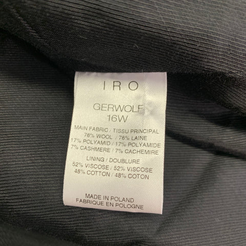 IRO AW16  Size 40 Gerwolf Black White Herringbone Wool Blend Notch Lapel Coat