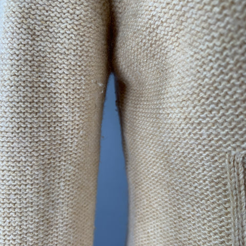FRANCESCA ELIA Size S Beige Virgin Wool Blend Knit 2 Pockets Cardigan