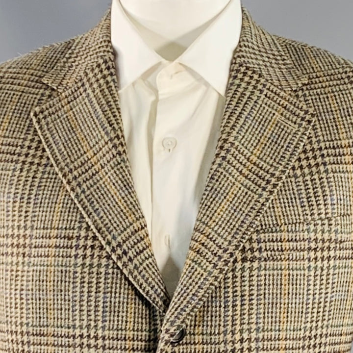 O'CONNELL'S Size 42 Long Brown Green Glenplaid Wool Sport Coat