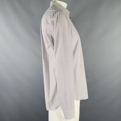 MARNI Size XL Grey White Cotton Button Up Long Sleeve Shirt