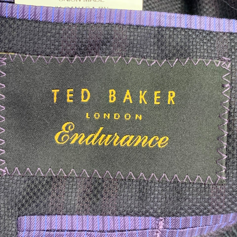 TED BAKER Size 36 Black Purple Plaid Wool Single Breasted Sport Coat