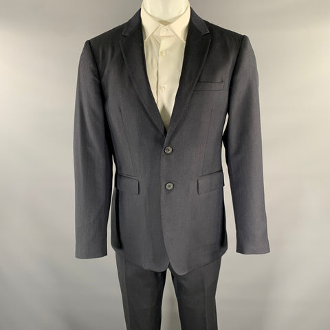 BURBERRY Size 40 Navy Heather Wool Two Button Suit