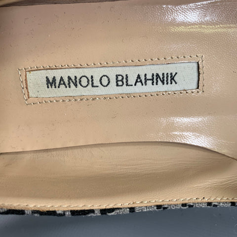 MANOLO BLAHNIK Size 8.5 Houndstooth Ballerina Flats