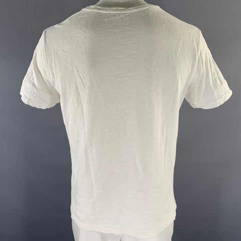 PIERRE BALMAIN Size XL White Black Graphic Cotton Scoop Neck T-shirt
