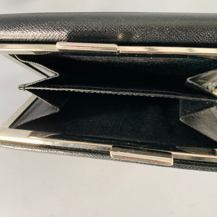BURBERRY Beige Black Plaid Saffiano Leather Nylon Wallet