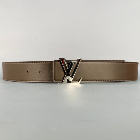 LOUIS VUITTON  Size 38 LV Initiales Brown Beige Checkered Coated Canvas Belt