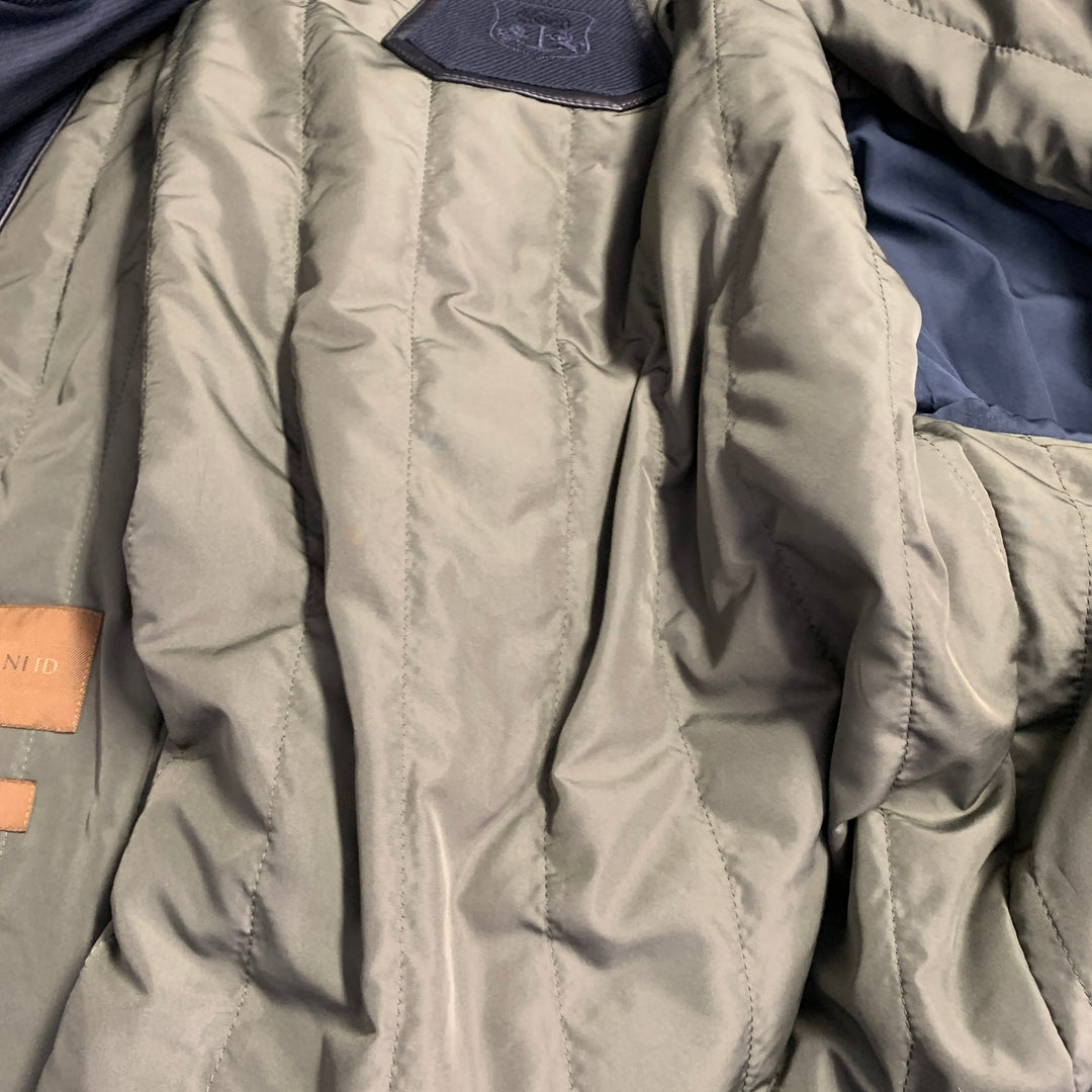 CORNELIANI Size M Navy Twill Virgin Wool Car Coat