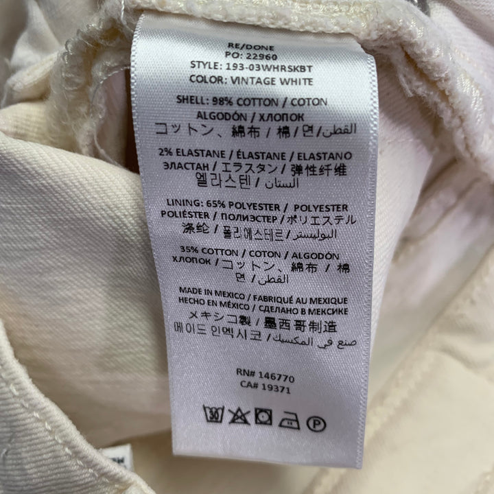 RE/DONE Size 26 Beige Cotton Blend Raw Edge Straight Button Fly Jeans