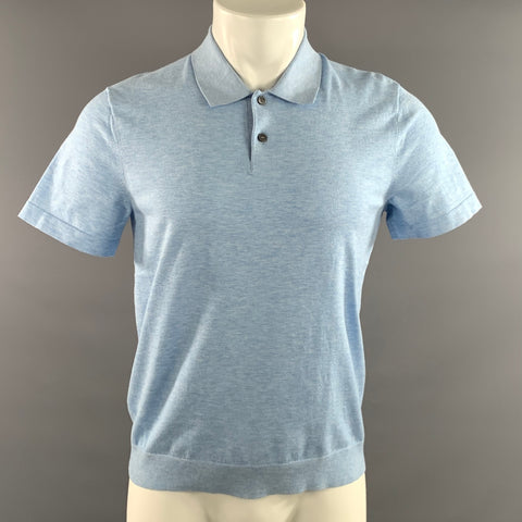 THEORY Size S Blue Light Blue Heather Spread Collar Polo