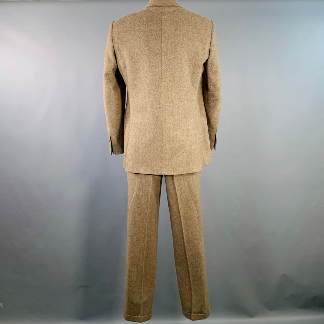 POLO by RALPH LAUREN Size 42 Long Brown Herringbone Virgin Wool Suit
