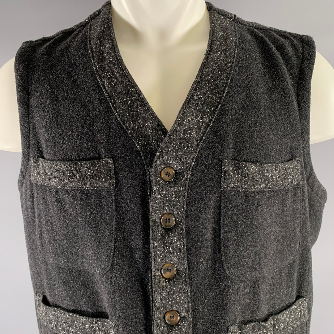GIORGIO ARMANI Size M Grey Heather Wool Blend Patchpocket Vest