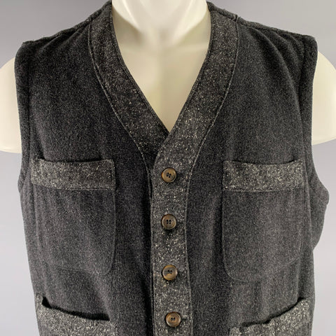 GIORGIO ARMANI Size M Grey Heather Wool Blend Patchpocket Vest