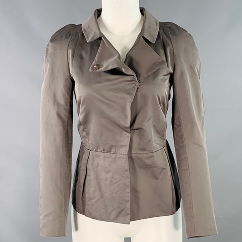 MARNI Size 2 Grey Polyester Techno Peplum Hidden Placket Jacket Blazer