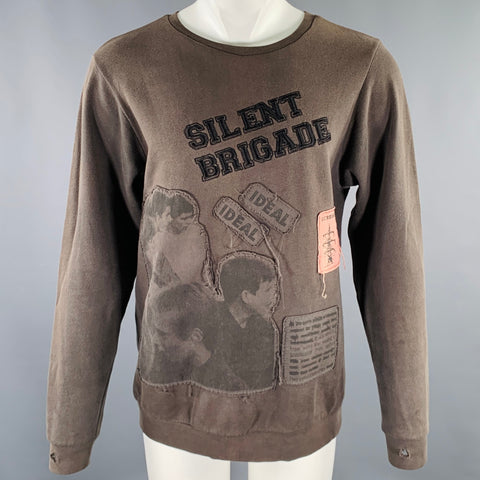 RAF by RAF SIMONS Size XS Grey Black Patches Cotton Crew Neck Sweatshirt