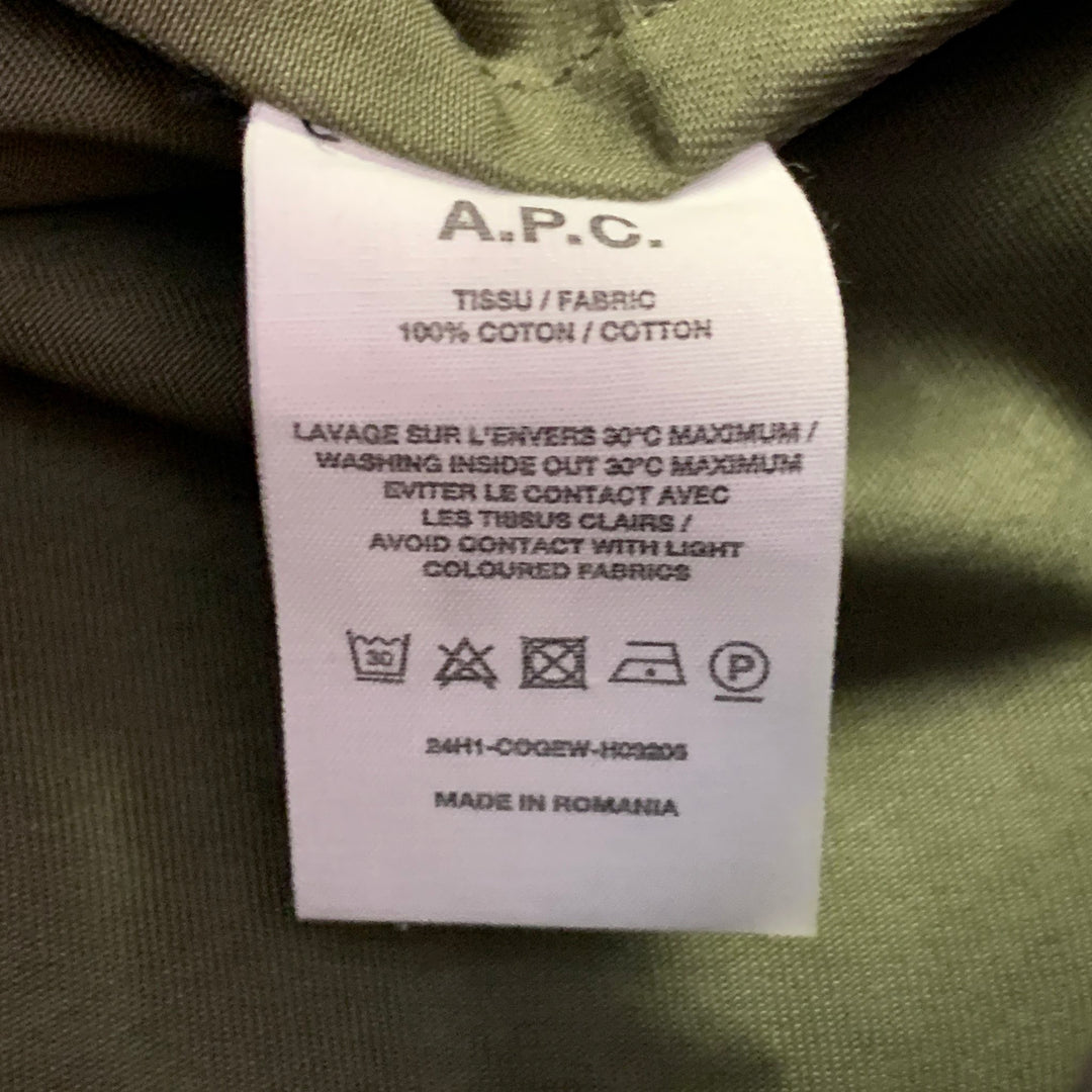 A.P.C. Size XL Green Olive Twill Cotton Two Pockets Jacket