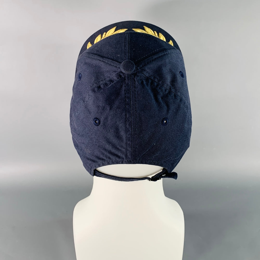 CASABLANCA Size S Navy Gold Silver Embroidered Cotton Baseball Cap Hat
