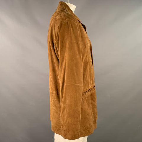 THE TERRITORY AHEAD Size L Camel Suede Single Breasted Coat
