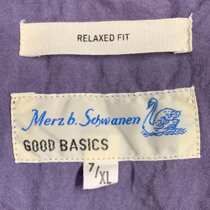 MERZ B. SCHWANEN Size XL Purple Cotton One Pocket Long Sleeve Shirt