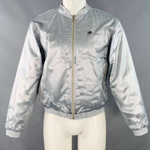 OLD MAQUiiNA Size M Silver Polyester Zip Up Jacket