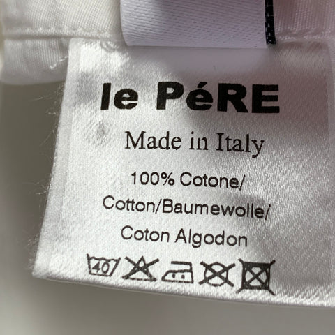 le PERE Size M White Logo Cotton Double Sleeve Long Sleeve Shirt