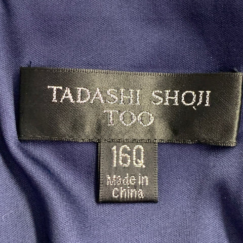 TADASHI SHOJI Size 16 Navy Nude Polyester Blend Lace Capelet Gown/Evening Wear
