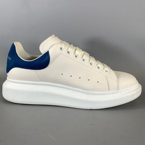 ALEXANDER MCQUEEN Size 9 White Navy Leather Lace Up Lace Up Shoes