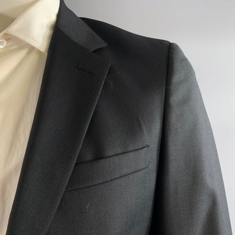 PRADA Chest Size 42 Black UAF367 Pinstripe Wool Notch Lapel 34 32 Suit