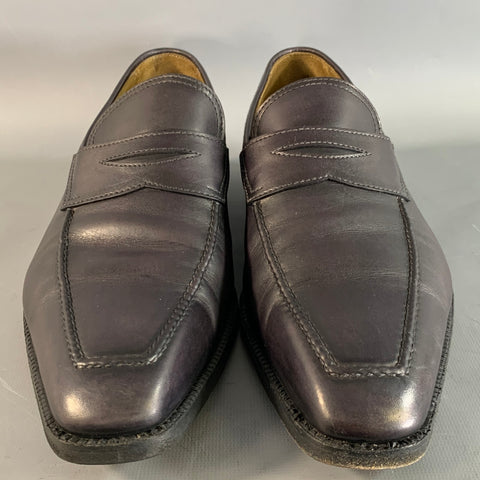 STEFANOBI Size 9.5 Black Leather Penny Loafer Loafers