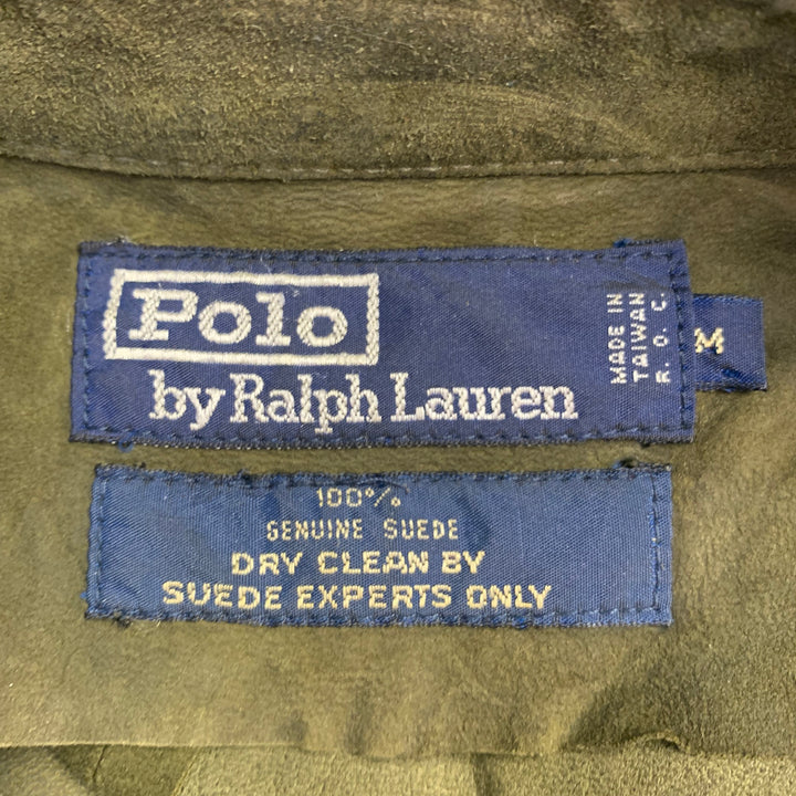 POLO by RALPH LAUREN Size M Green Suede Two Pockets Long Sleeve Shirt