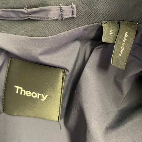 THEORY Size S Brody Navy Nylon Blend Zip Up Jacket