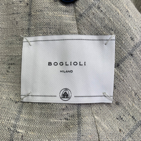 BOGLIOLI Size 38 Regular Taupe Grey Stripe Silk Blend Peak Lapel Suit