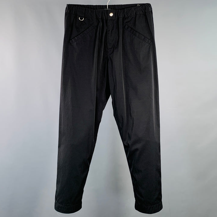 PHINGERIN Size S Black Twill Nylon Tapered Drawstring Casual Pants