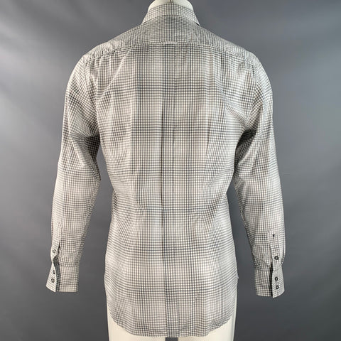 PS by PAUL SMITH Size S White Grey Checkered Cotton Long Sleeve Shirt