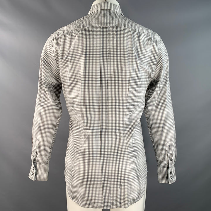 PS by PAUL SMITH Size S White Grey Checkered Cotton Long Sleeve Shirt