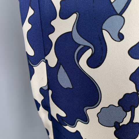 GUCCI Size 32 Blue White Floral Silk Elastic Waistband Casual Pants