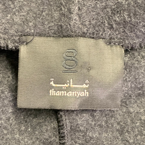 THAMANYAH Size S Black Double Face Wool Cotton Blend Collarless Jacket