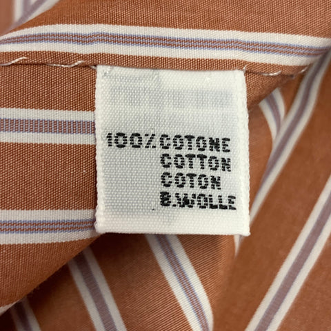 KITON Size M Brown Purple Stripe Cotton Button Up Long Sleeve Shirt