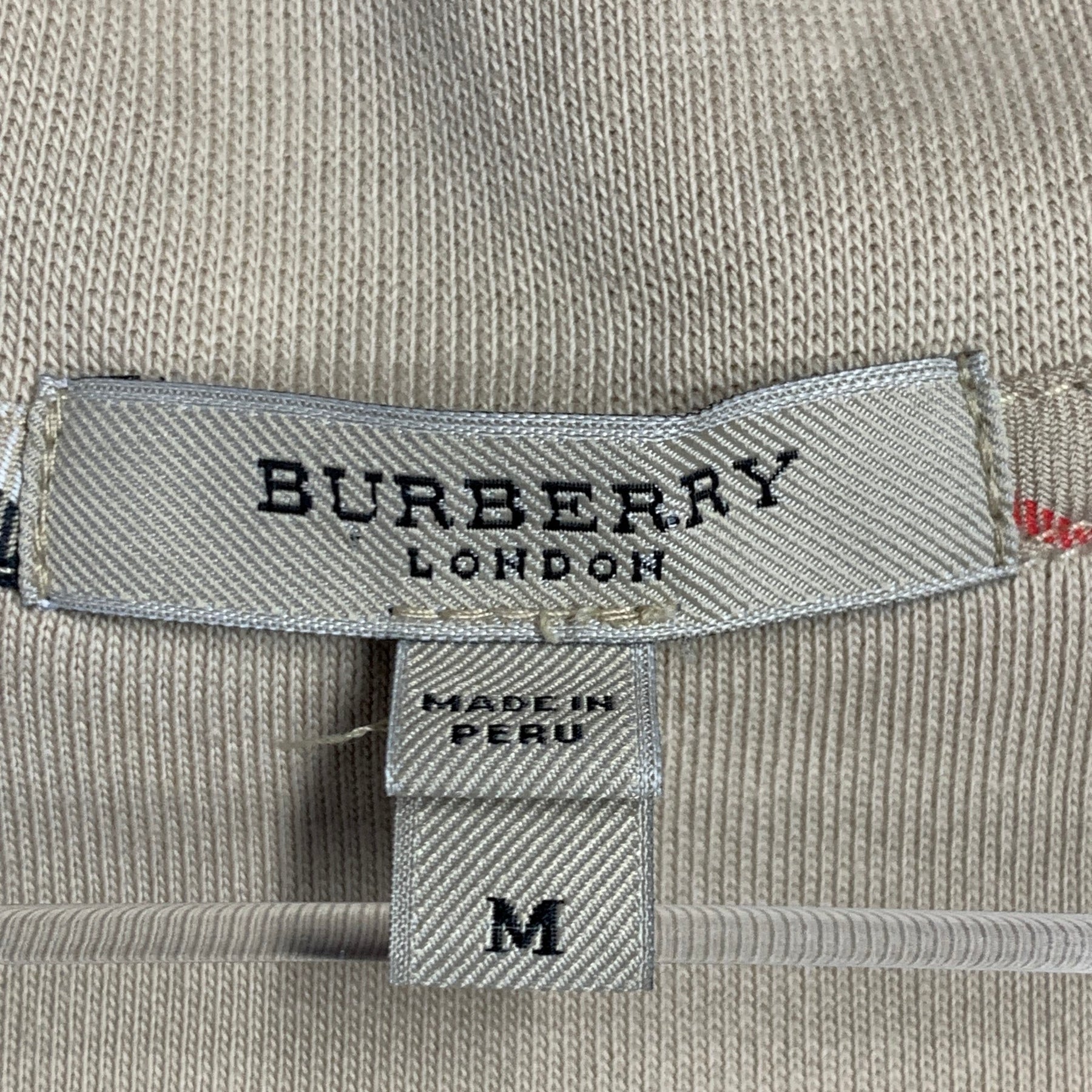 BURBERRY LONDON Size M Beige Logo Cotton 1/4 Zip Pullover