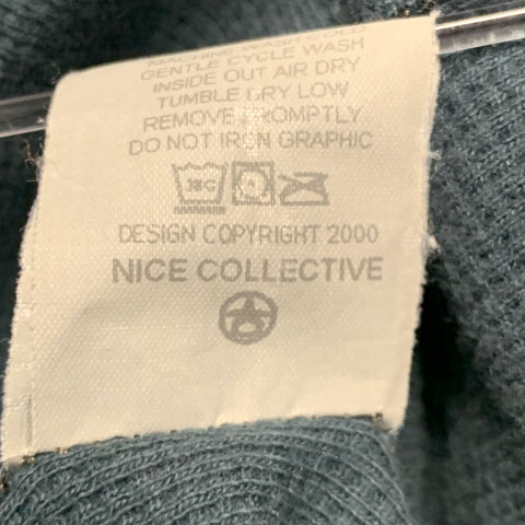 NICE COLLECTIVE Size M Green Waffle Knit Cotton Hoodie Sweatshirt