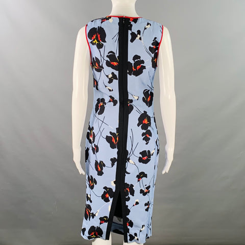 No. 21 Size XS Blue Black Red Floral Sleeveless Ruched Midi Dress