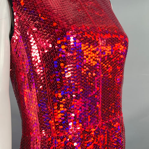 MARC JACOBS Size 0 Red Polyester Sequined Shift Dress