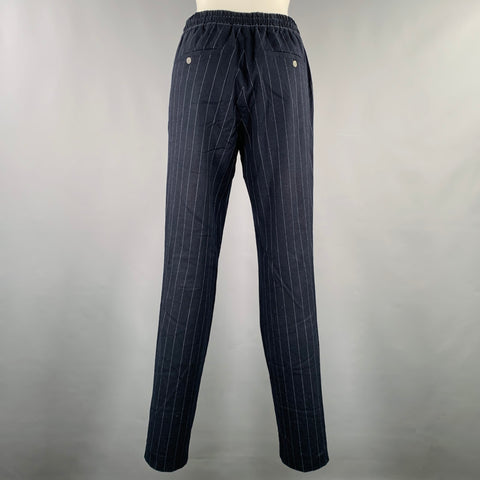 SANDRO Size S Black White Pinstripe Wool Blend Drawstring Casual Pants
